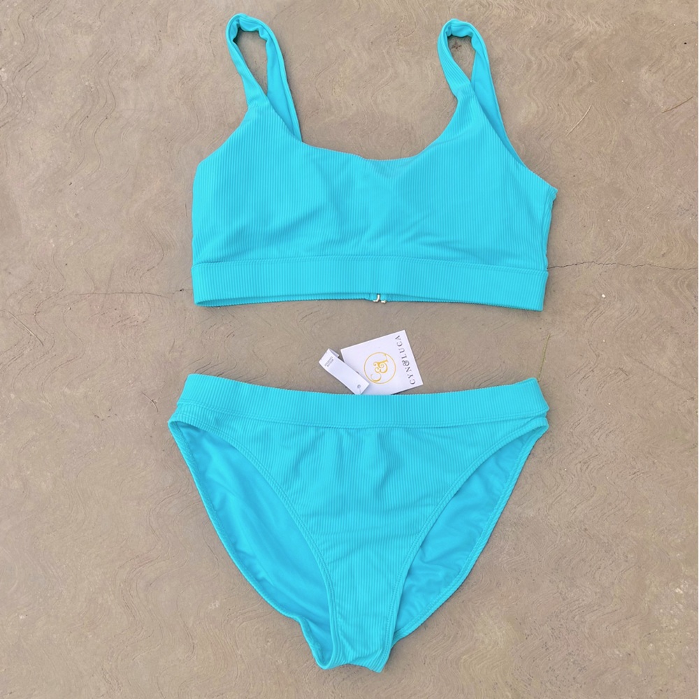 CYN & LUCA | NWT Teal Turquoise 2-Piece Bikini Swimsuit Set XL